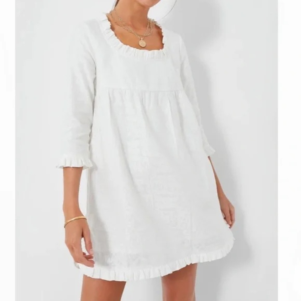 Elegant White Ruffle Dress